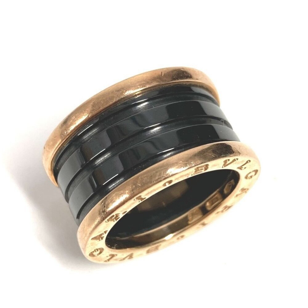 BVLGARI 3 bands B-ZERO1 Gold Ring Au750 / ceramic Black/Pink Gold